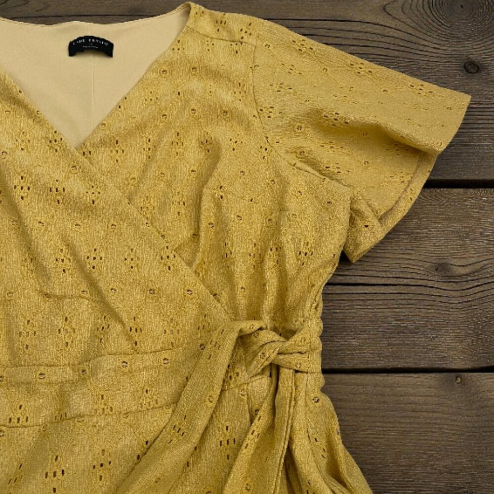 LANE BRYANT Dress Plus Size size 18 yellow Women's sundress Wrap dress XL - Picture 4 of 5
